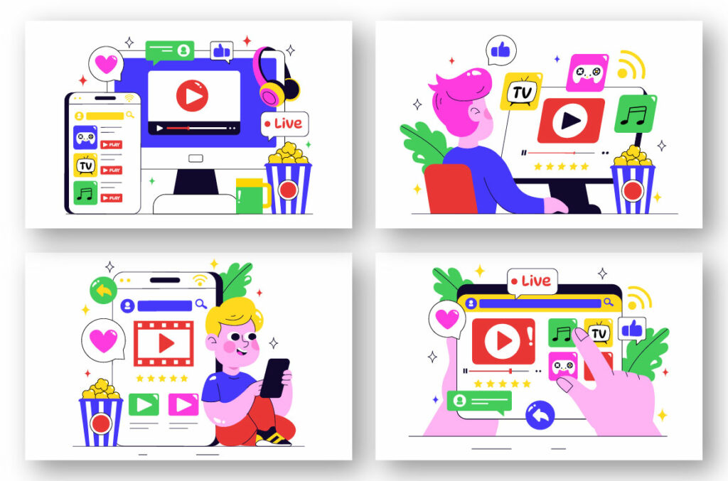 10 Online Streaming Platforms Illustration - MasterBundles