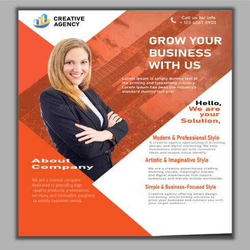 Grow your business with us, professional company services, marketing, branding, and creative growth solutions cover image.