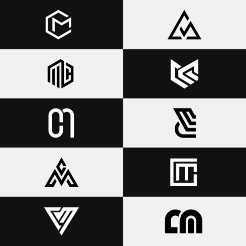 letter Cm or Mc abstract unique simple logo set cover image.