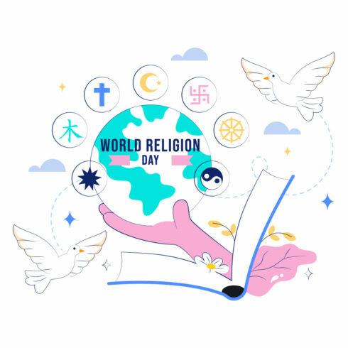 10 World Religion Day Illustration cover image.