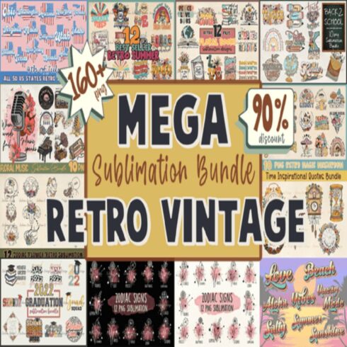 Retro Vintage Mega Bundle Sublimation cover image.