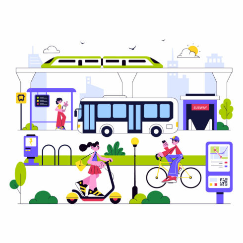 10 Smart Public Transport System Illustration cover image.