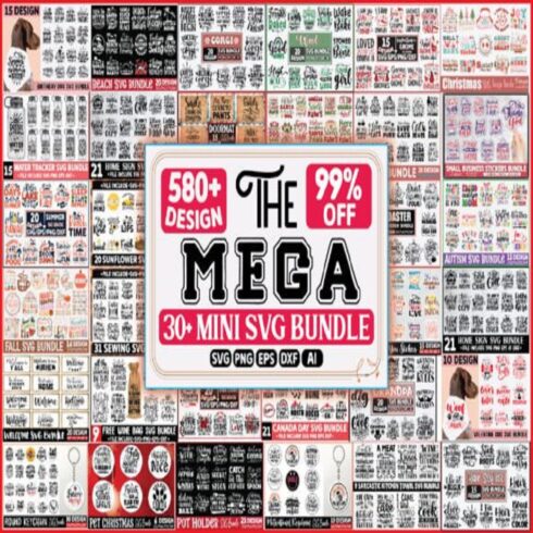 The Mega SVG Bundle, Mega Bundle cover image.