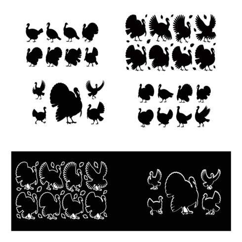 Turkey Silhouette Vector Set – Thanksgiving Turkey and Chicken Icons vector cover image.