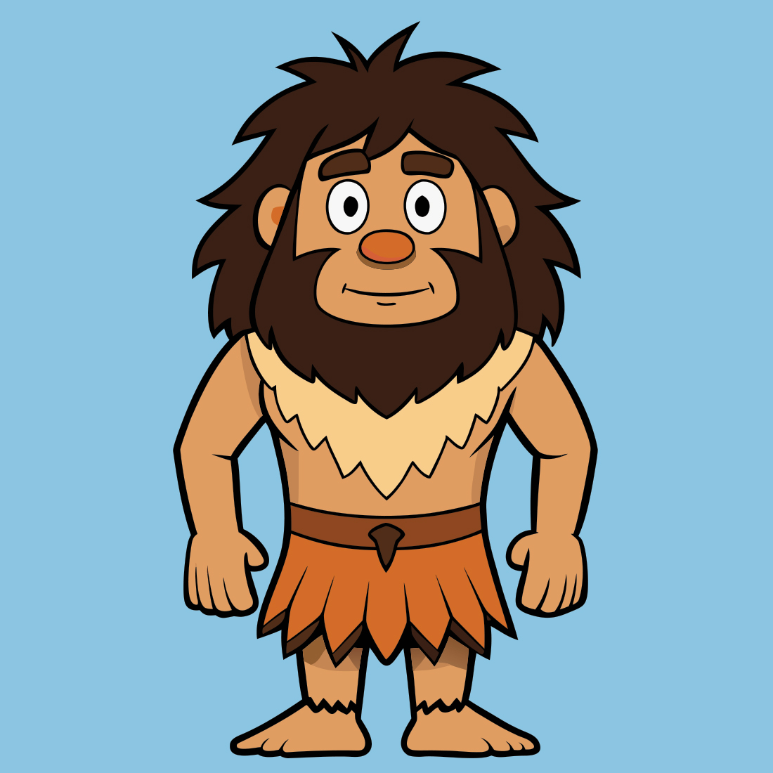 Cartoon caveman character vector illustration for prehistoric age design and stone age themed content cover image.