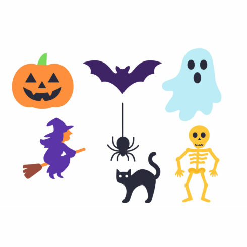 Spooky Halloween Vector Illustration with Pumpkins, Ghosts, Bats, Witches, Haunted House, and Festive Night Design cover image.