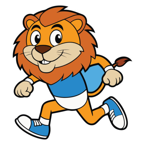 funny-cartoon-lion-runner-vector-illustration cover image.
