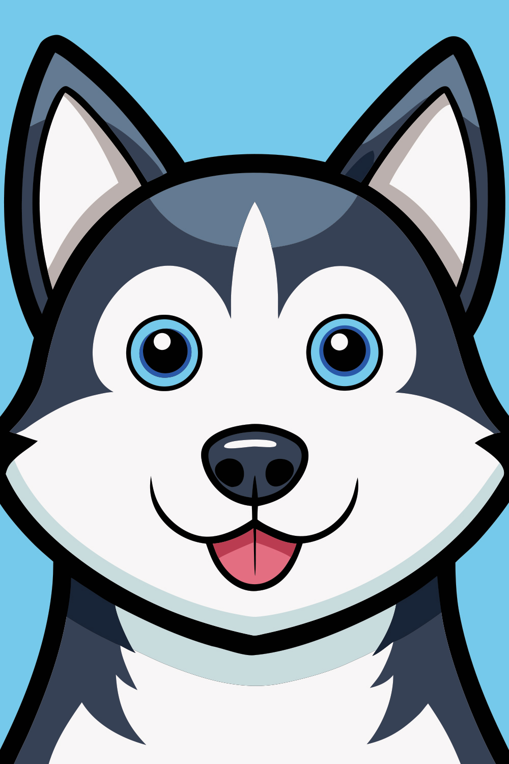 Cartoon husky dog face cute puppy pet animal illustration vector graphic design for kids and children art pinterest preview image.