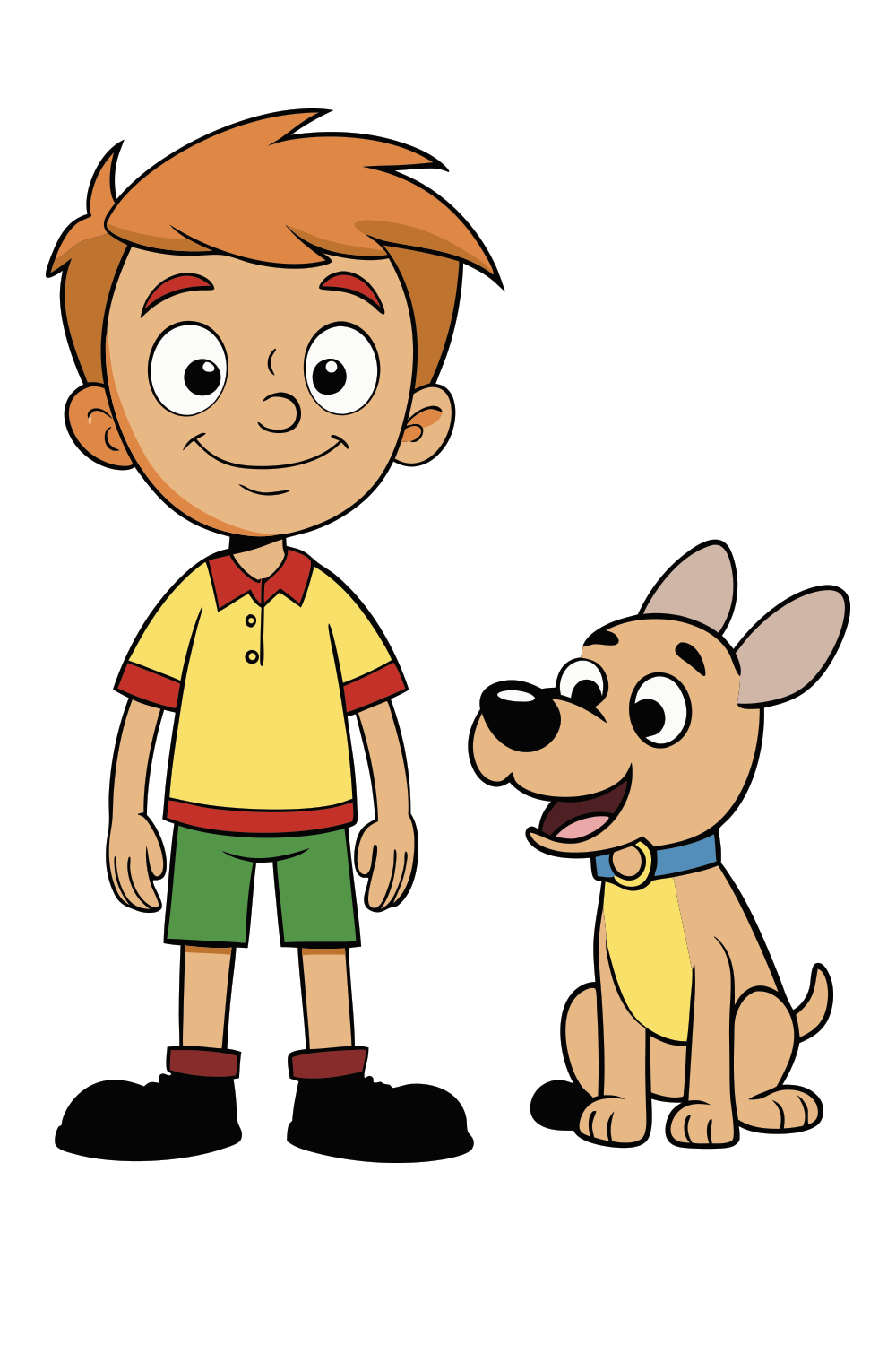 Cartoon illustration of boy and dog best friends vector art for kids illustration and design 100char pinterest preview image.