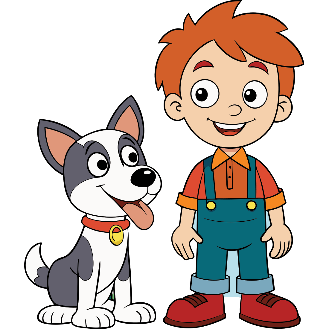 Cartoon boy and dog illustration for kids storybooks and educational resources vector art design image cover image.