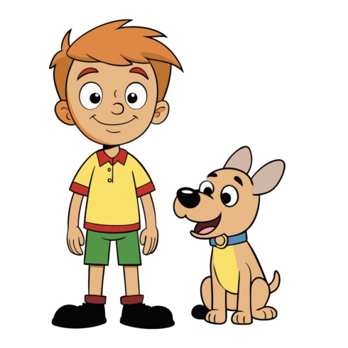 Cartoon illustration of boy and dog best friends vector art for kids illustration and design 100char cover image.