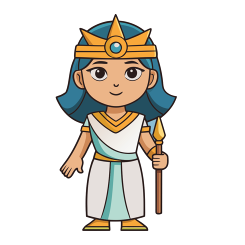 Cartoon Cleopatra illustration vector graphic Egypt queen pharaoh ancient royalty character design art cover image.