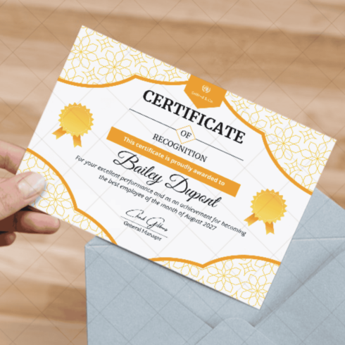 Certificate of Recognition – Best Employee of the Month cover image.
