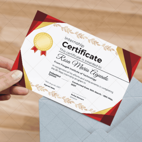 Certificate of Excellence in Internship cover image.