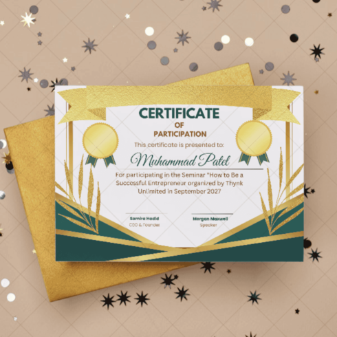 Certificate for Recognition of Active Participation in the Seminar cover image.