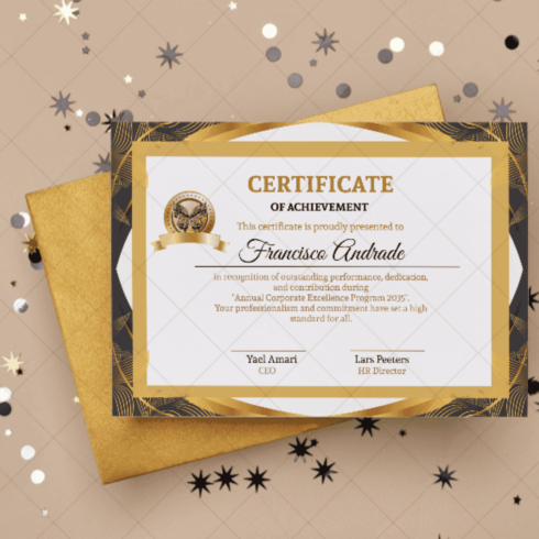 Certificate of Outstanding Corporate Achievement cover image.