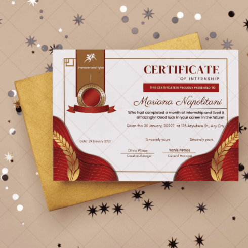 Certificate of Internship Excellence cover image.