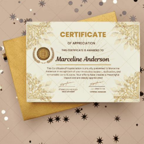 Certificate of Appreciation for Outstanding Contributions cover image.