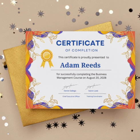 Certificate of Completion: Business Management Essentials cover image.