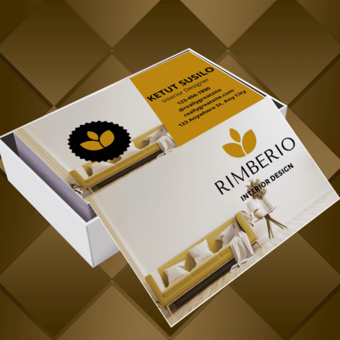 Interior Design Consultant Business Card cover image.