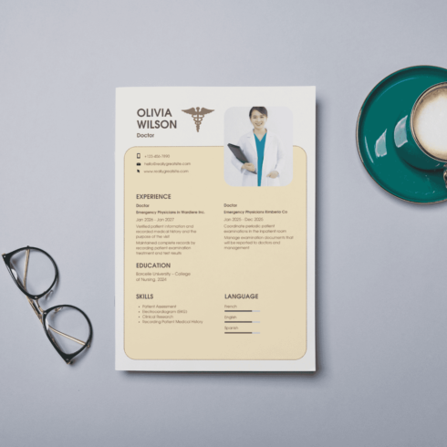 Modern Doctor Resume Template | Professional Physician CV for Medical Jobs cover image.