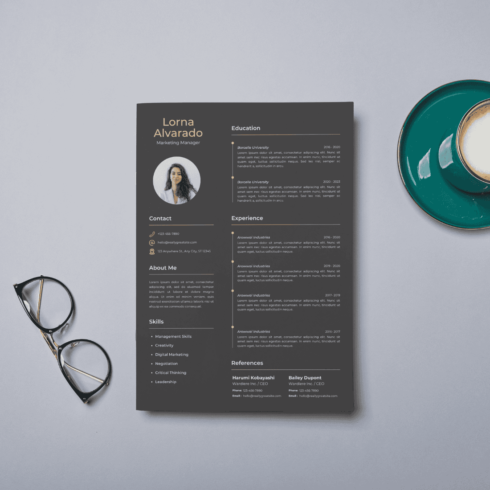Modern Marketing Manager Resume Template | Professional Marketer CV Design cover image.
