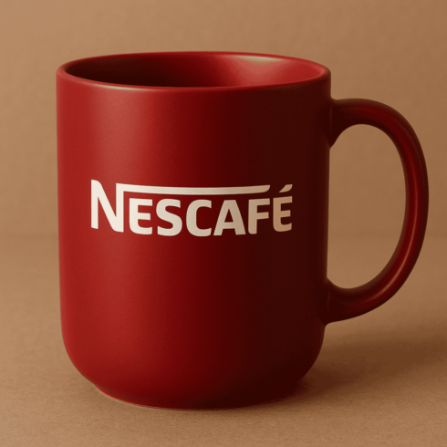 Editable Red Coffee Mug Mockup — Inspired by Nescafé Style cover image.