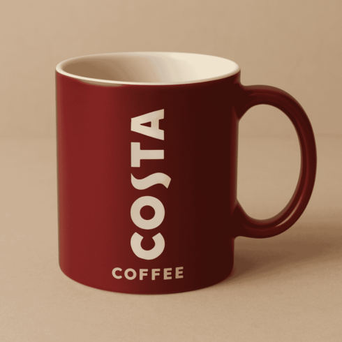 Maroon Coffee Brand Mug Mockup — Inspired by Costa Style cover image.