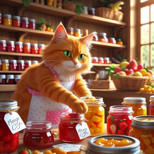 A vibrant orange cat with bright green eyes cover image.