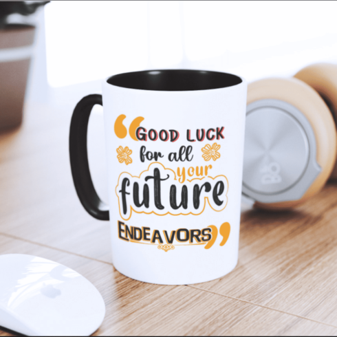 good luck for all your future endeavors coffee mockup cover image.