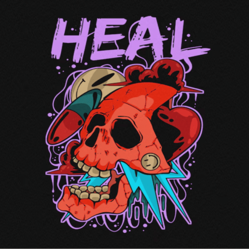 Heal skull t-shirt logo cover image.