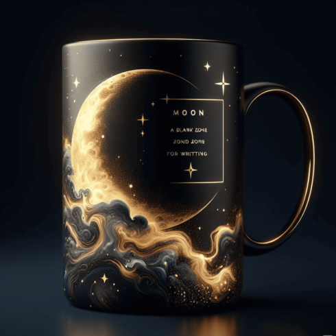 moon and stars coffee mockup cover image.