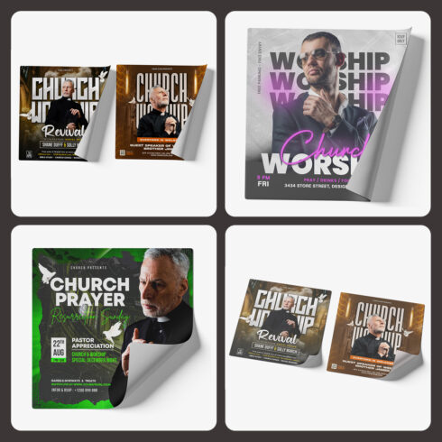 Square Poster Mockup PSD Pack of 4 cover image.