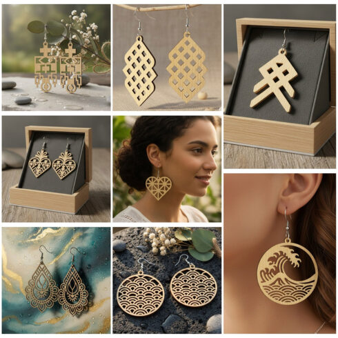 Boho Geometric Earring Laser Cut SVG Bundle - 14 Unique Designs cover image.