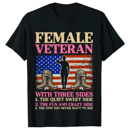 female veteran t-shirt logo cover image.