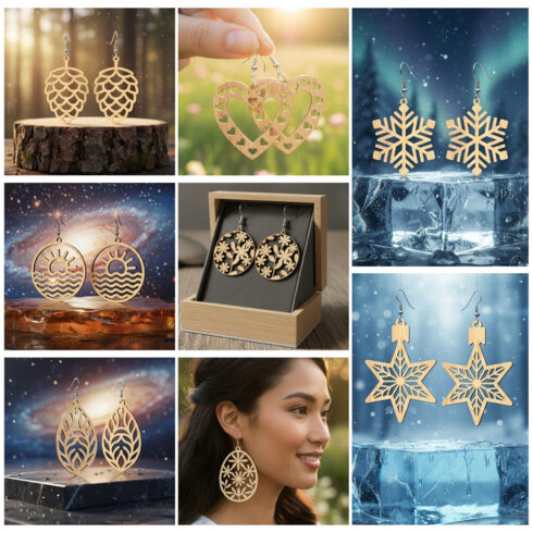 All-Season Earring SVG Bundle - 9 Laser Cut Holiday Designs cover image.
