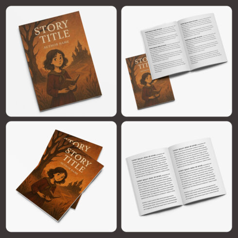 Book Cover Mockup PSD Pack of 4 cover image.