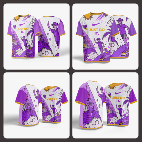 T shirt Front and back Mockup PSD Pack of 4 cover image.