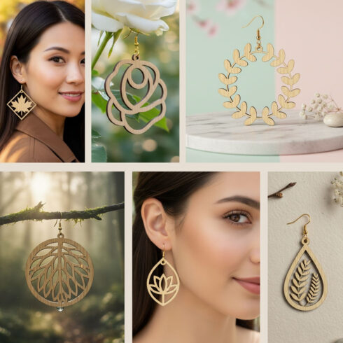 Laser Cut Floral Earring SVG Bundle - 16 Nature Designs cover image.