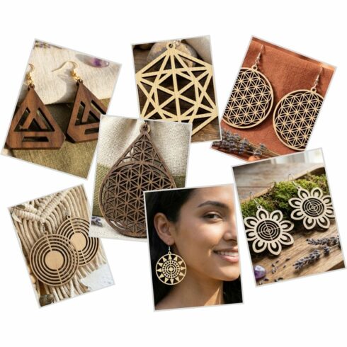 Sacred Geometry Earring SVG Bundle - 9 Spiritual Designs cover image.