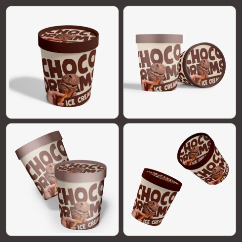 Ice Cream Jar Mockup PSD Pack of 4 cover image.