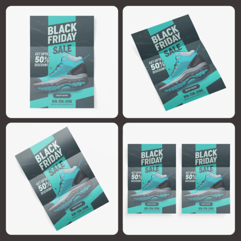 Flyer A4 Mockup PSD Pack of 4 cover image.
