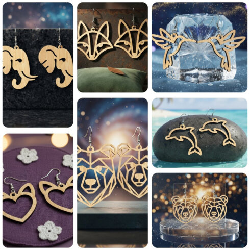 Animal Earring SVG Bundle - 9 Laser Cut Woodland Designs cover image.
