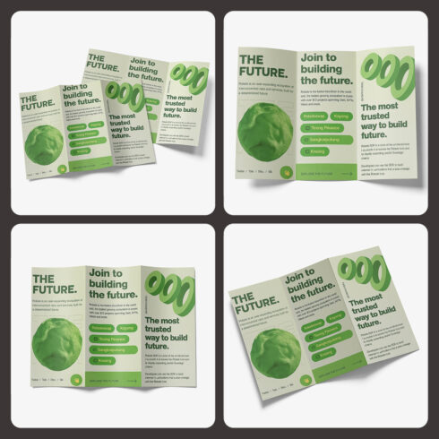 Trifold Brochure Mockup PSD Pack of 4 cover image.