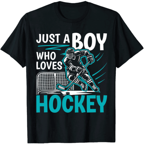 Just A Boy Who Loves Hockey T-shirt Logo cover image.