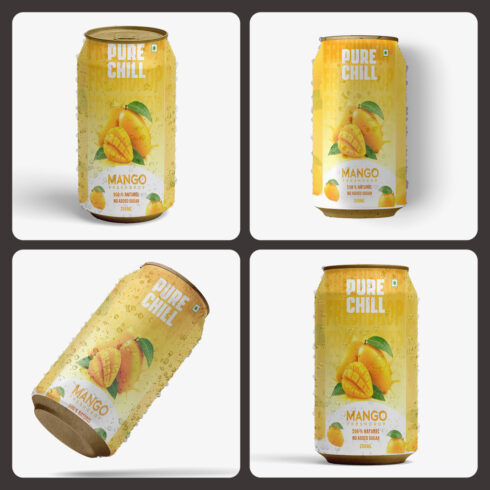 Drink Can Mockup PSD Pack of 4 cover image.