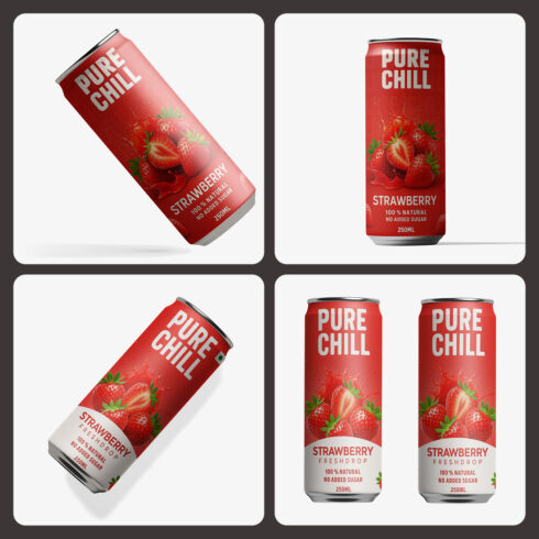 Drink Can Mockup PSD Pack of 4 cover image.