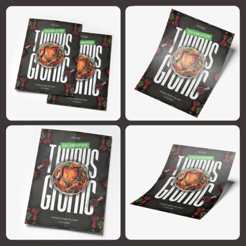 A4 Flyer Paper Mockup PSD Pack of 4 cover image.