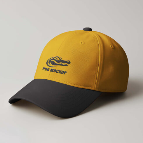 Pro Mockup Two Or Three Tone Baseball Cap Yellow Crown And Black Visor Isolated On Clean Background For Premium Apparel Branding And Custom Headwear Design cover image.