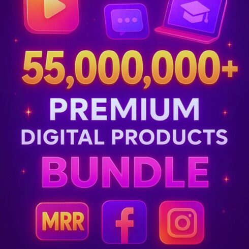 55M+ PLR MRR Digital Products Bundle: Resell for Profit Digital Products bundle mega cover image.